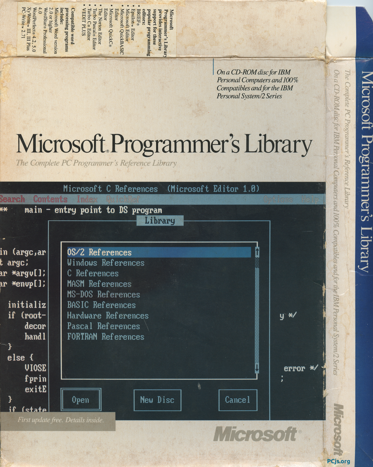 Microsoft Programmer's Library 1.0 - Box Front